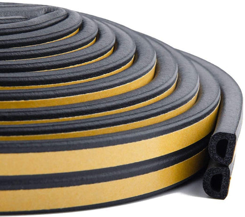 Draught Excluder Tape for Door Window Self-Adhesive Foam Sealing Strip Type D Against Cold Draught/Soundproof/Waterproof/Dustproof, 3M x 2 Seals Total 6M White