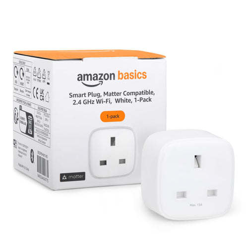 Amazon Basics Single Outlet Indoor Wi-Fi Smart Plug, works with Alexa only, 4 Pack, White, UK