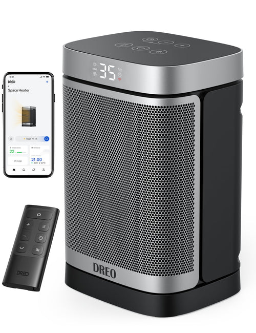 Dreo Electric Space Heater, 70° Oscillating Portable Heaters for Home, 1500W PTC Ceramic Heater with Thermostat, Remote Control, 3-Mode 3-Speed, 1-12H Timer, Overheat & Tip-Over Protection, ECO-Mode